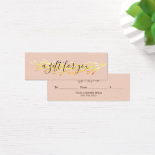 Cartes De Visite Joli certificat cadeau Jaune Feuille Orange