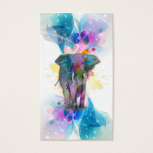 Cartes De Visite joli coloré aquarelle éclabousser éléphant