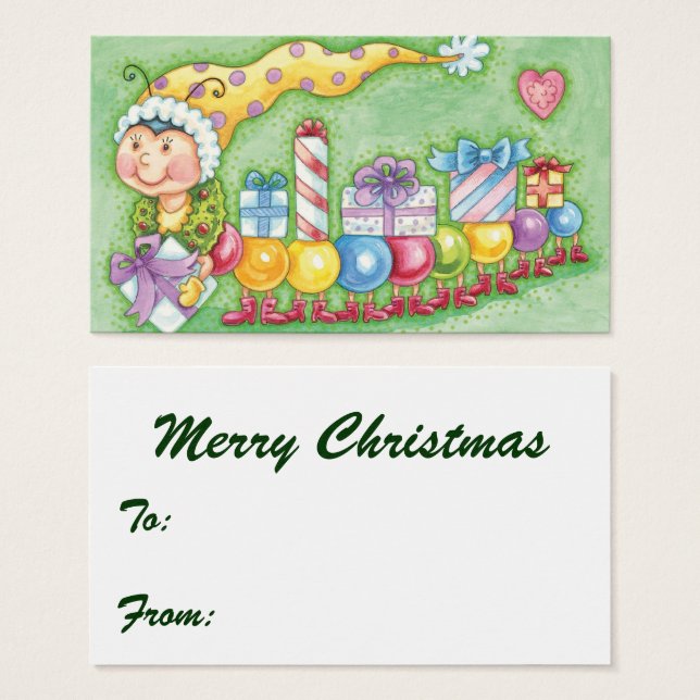 Cartes De Visite Joli train chenille de Noël avec des cadeaux (Devant & derrière)