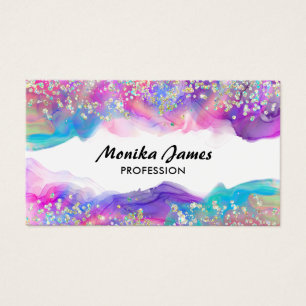 Cartes De Visite Joli Unicorn Encre Holographique Faux Parties scin