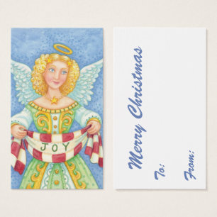Cartes De Visite Jolie bannière de Noël ange de dessin animé avec h