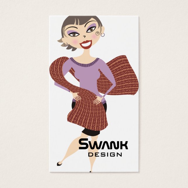 Cartes De Visite Jolie fille écharpe géant tricot crochet (Devant)