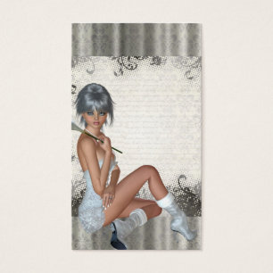 Cartes De Visite Jolie fille et damas argent
