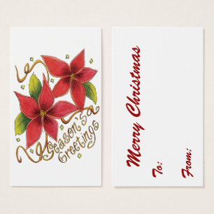 Cartes De Visite Jolies Bonnes Fêtes de Noël avec Poinsettias