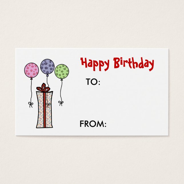 Cartes De Visite Joyeux anniversaire, étiquette cadeau (Devant)
