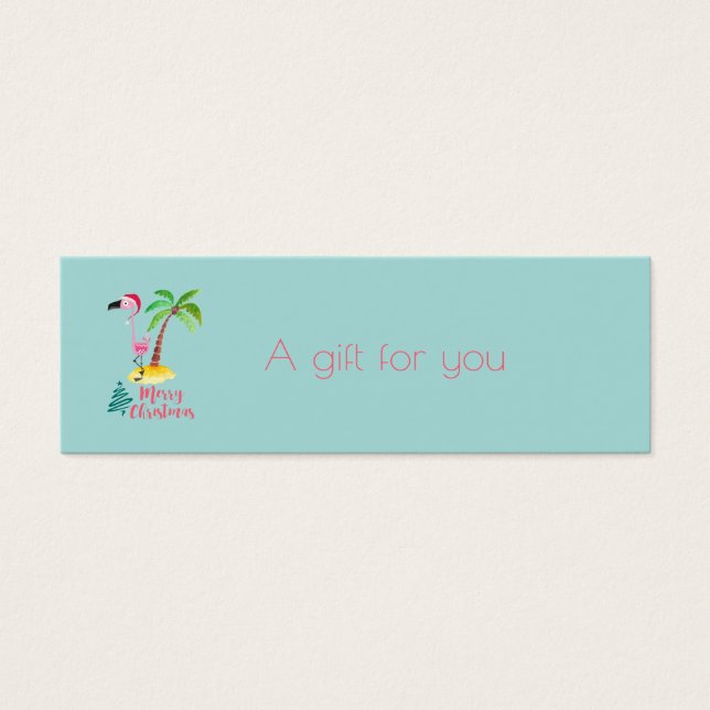 Cartes De Visite Joyeux Flamant rose Rose de Noël Avec Palm Tree Ca (Devant)