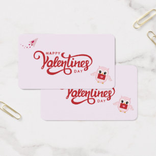 Cartes De Visite joyeux jour de valentines avec chouette