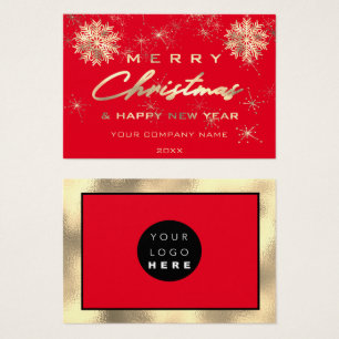 Cartes De Visite Joyeux Noël Bonne année Gold Red Card Logo