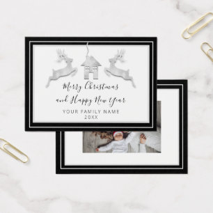 Cartes De Visite Joyeux Noël Bonne année Nom Blanc Noir