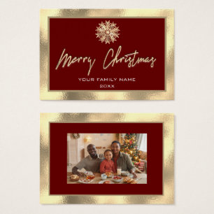 Cartes De Visite Joyeux Noël Gold Frame Famille Photo Bourgogne