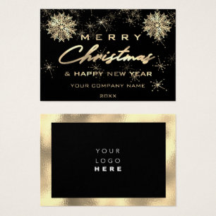 Cartes De Visite Joyeux Noël Joyeux Fêtes Nom Logo Or