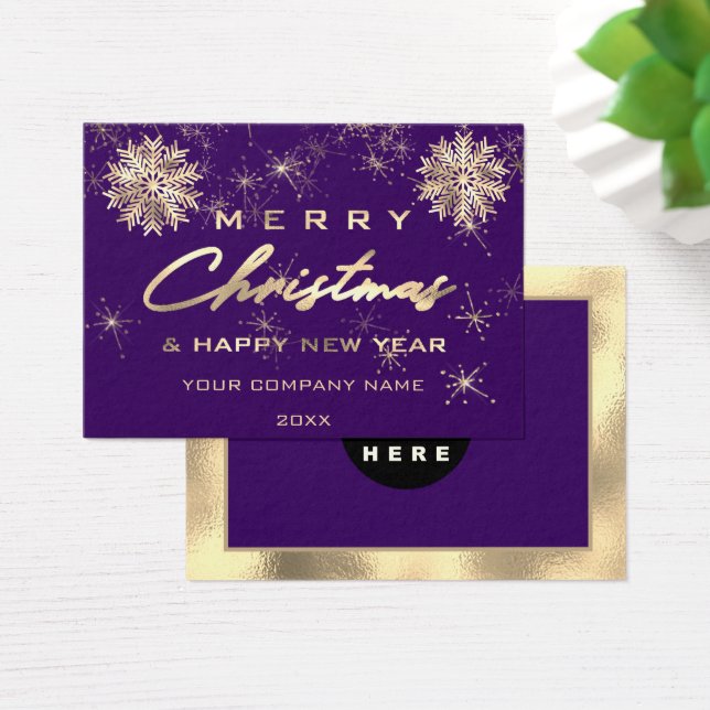 Cartes De Visite Joyeux Noël Joyeux Nouvel An Insertion Logo Violet (Bureau)