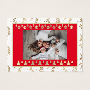 Cartes De Visite Joyeux Noël Joyeux Nouvel An Nom Rouge Frame Or