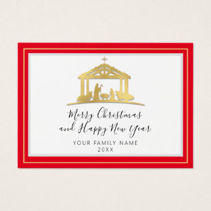 Cartes De Visite Joyeux Noël Joyeux Nouvel An Sainte Famille RougeO