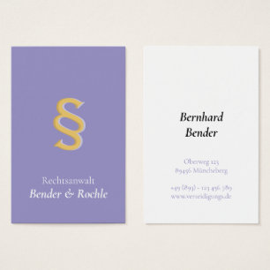 Cartes De Visite Juridique Professionnel avec symbole § violet