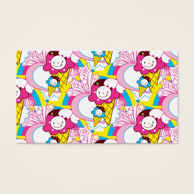Cartes De Visite Kawaii Crème de glace Uber mignonne (Devant)