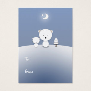 Cartes De Visite Kawaii Polar Bear Holiday Tags cadeaux