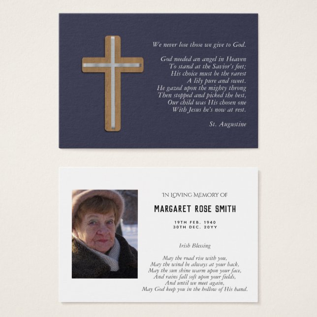 Cartes De Visite Keepsake PHOTO Celebration Life Memorial Funeral (Devant & derrière)