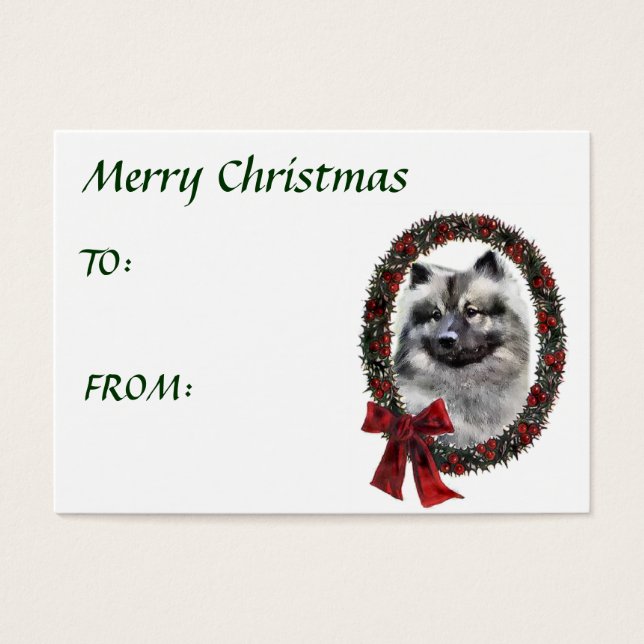 Cartes De Visite Keeshond cadeaux de Noël (Devant)