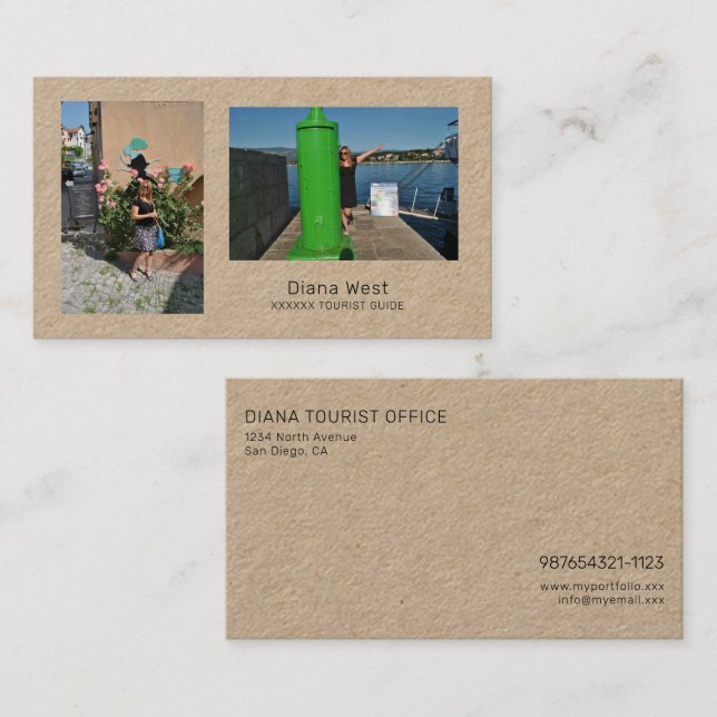 Cartes de visite Kraft avec photos (Devant / Derrière)