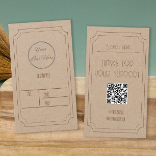 Cartes De Visite Kraft vintage avec logo boutique étiquette de prix
