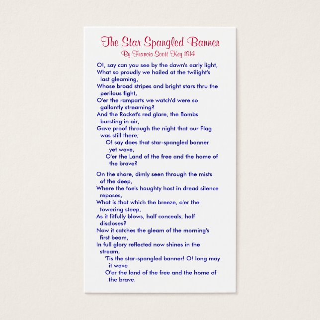 Cartes De Visite La bannière étoilée (4) (Devant)