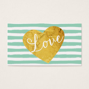 Cartes De Visite La menthe barre Girly mignon de faux d'or coeur