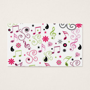 Cartes De Visite La musique adorable mignonne note des fleurs