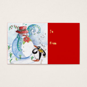 CARTES DE VISITE LA SÉRÉNADE HIVERNALE DE SNOWMAN ET PENGUIN