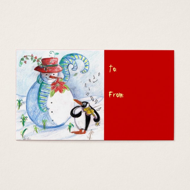 CARTES DE VISITE LA SÉRÉNADE HIVERNALE DE SNOWMAN ET PENGUIN (Devant)