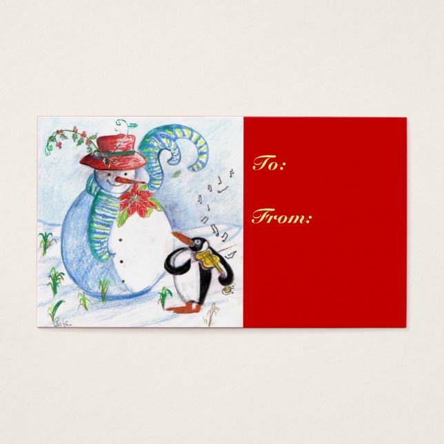 CARTES DE VISITE LA SÉRÉNADE HIVERNALE DE SNOWMAN ET PENGUIN (Devant)