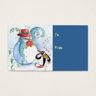CARTES DE VISITE LA SÉRÉNADE HIVERNALE DE SNOWMAN ET PENGUIN