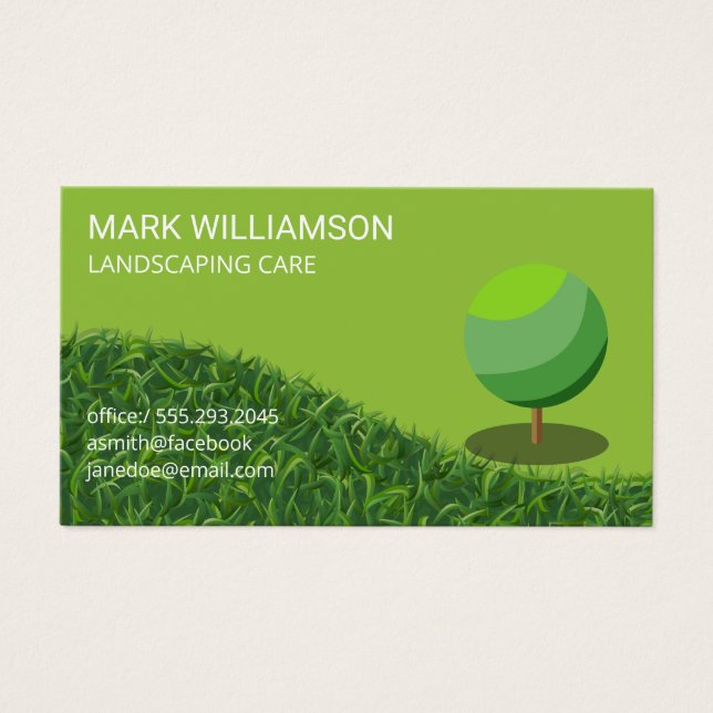 Cartes De Visite Landscape Gardener | Tree Grass (Devant)