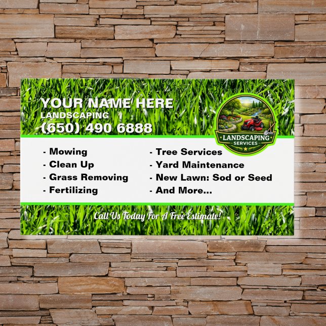 Cartes De Visite Landscaping Lawn Care Mower Business Card Grass (Créateur téléchargé)
