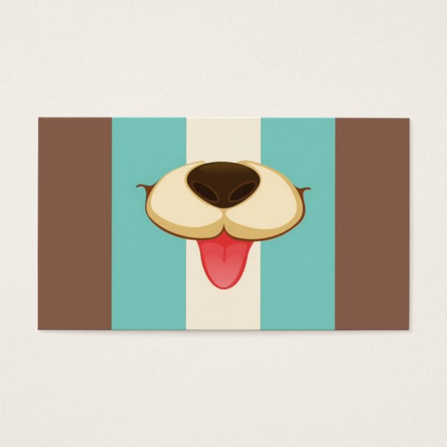 Cartes De Visite Langue du chien, Nez sur la crème bleue rétro Vint (Devant)