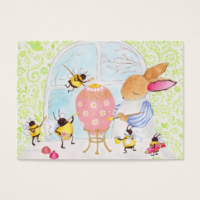 Cartes De Visite Lapin et abeilles de Pâques (Devant)