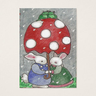 Cartes De Visite lapins de pluie minuscule valentine