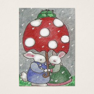 Cartes De Visite lapins de pluie valentine