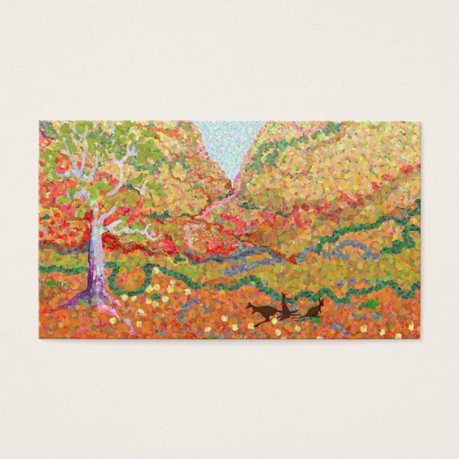 Cartes De Visite L'art paysager australien avec des kangourous (Devant)