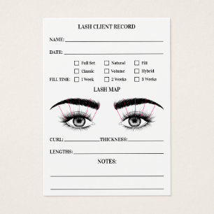 Cartes De Visite Lash client enregistrement eyelash extensions mode