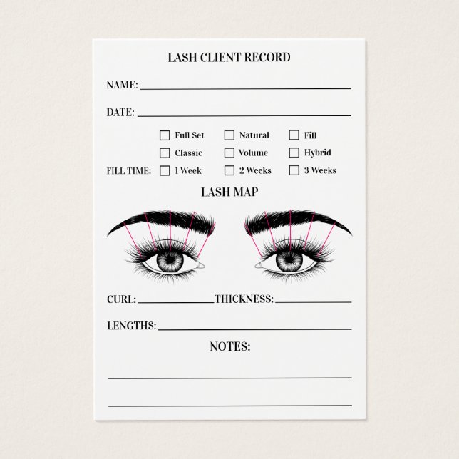 Cartes De Visite Lash client enregistrement eyelash extensions mode (Devant)
