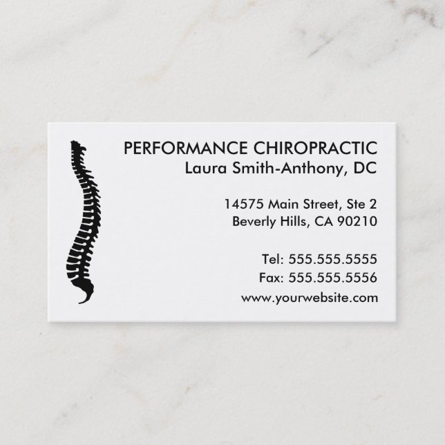 Cartes de visite latéraux de chiropractie d'épine (Devant)