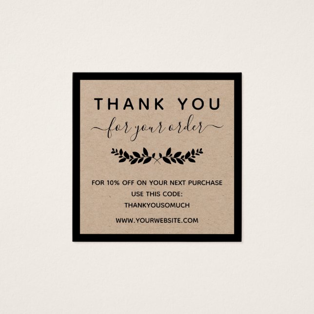 Cartes De Visite Laurel Wreath Kraft Merci Papier À Commande (Devant)