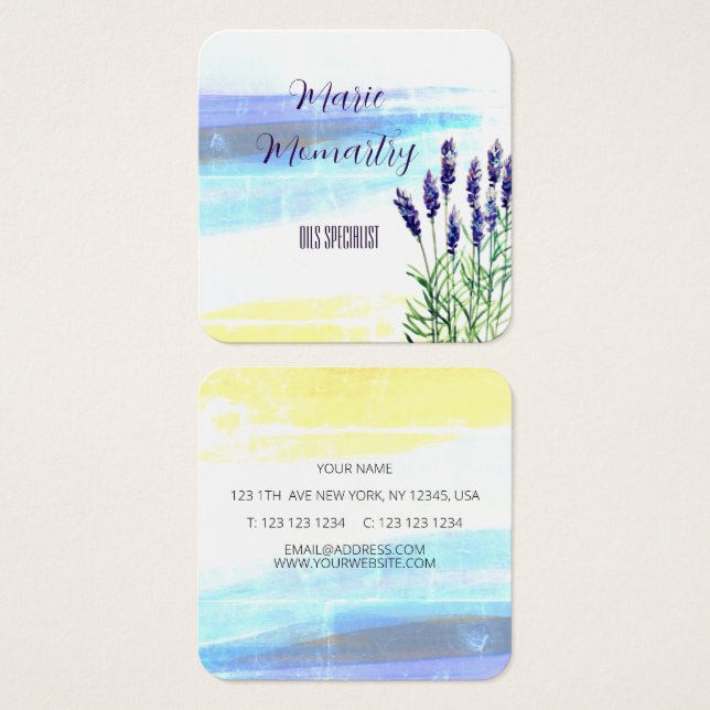 Cartes De Visite Lavande aquarelle (Devant & derrière)