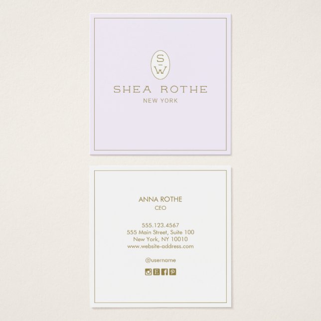 Cartes De Visite Lavender Beauty Salon (Devant & derrière)