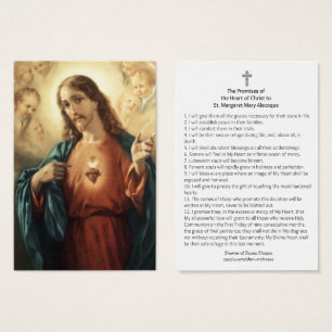 Cartes De Visite Le coeur sacré de Jésus promet St Margaret Mary