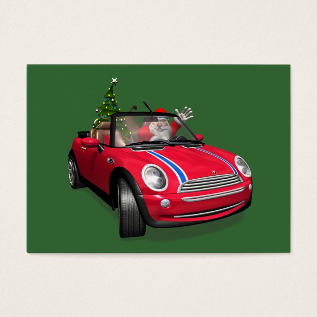Cartes De Visite Le Père Noël Conduit Une Mini (Devant)