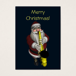 Cartes De Visite Le Père Noël joue du saxophone