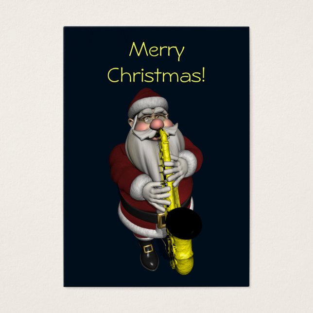 Cartes De Visite Le Père Noël joue du saxophone (Devant)