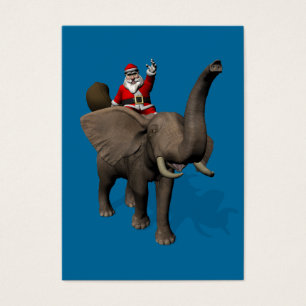 Cartes De Visite Le Père Noël Monte Un Éléphant